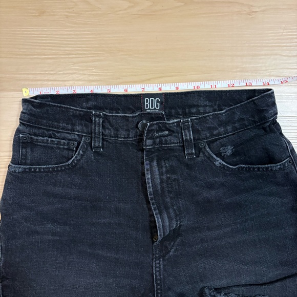 BDG UO Dark Gray Jean Shorts Frayed Hem High‑Rise Denim Women’s Size 28 - Picture 12 of 15